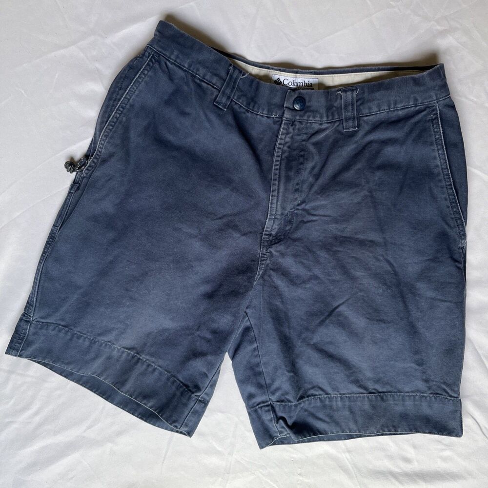 Men’s Columbia Navy Cotton Shorts Size 30 Canvas Outdoor Hiking Camping VTG